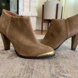 Womens Nicole leather booties with gold accents